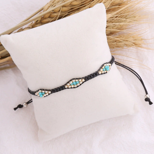 Jewelry Rice Bead Braided Leaves Pattern Women's Bracelet