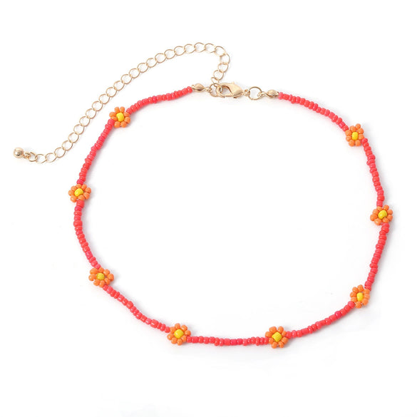 Jewelry Rice Beads Woven Flower Geometric Necklace