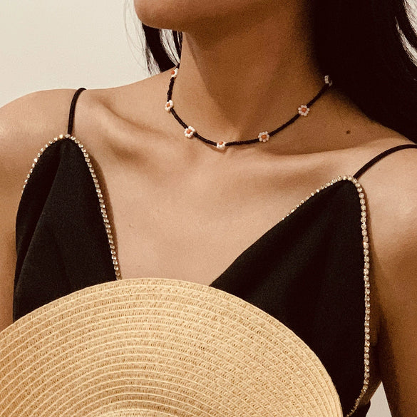 Jewelry Rice Beads Woven Flower Geometric Necklace
