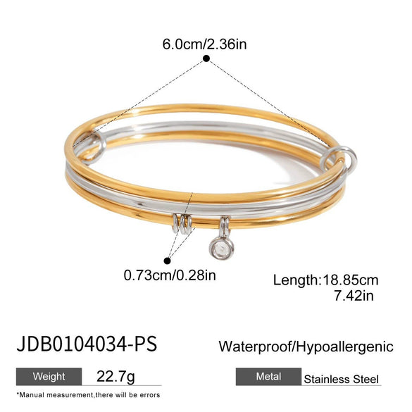 Jewelry Ring And Bracelet Stainless Steel Electroplating Geometric Style Gold And Silver Color Matching