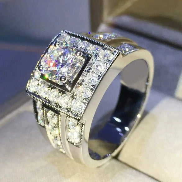 Jewelry Ring Copper Geometric Zirconia