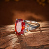 Jewelry Ring Copper Inlaid Orange Oval Zircon Light Luxury Geometric Electroplated For Men And Women