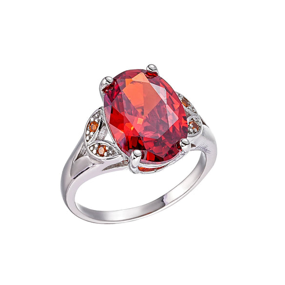 Jewelry Ring Copper Inlaid Orange Oval Zircon Light Luxury Geometric Electroplated For Men And Women