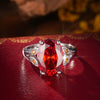 Jewelry Ring Copper Inlaid Orange Oval Zircon Light Luxury Geometric Electroplated For Men And Women