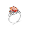 Jewelry Ring Copper Inlaid Orange Oval Zircon Light Luxury Geometric Electroplated For Men And Women