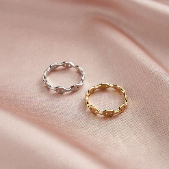 Jewelry Ring Geometric S925 Sterling Silver Double Buckle Pig Nose Electroplated