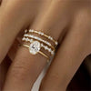 Jewelry Ring Set Alloy Geometric Electroplating With Diamond Zircon Flower For Women