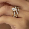 Jewelry Ring Set Alloy Geometric Electroplating With Diamond Zircon Flower For Women