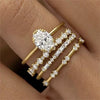 Jewelry Ring Set Alloy Geometric Electroplating With Diamond Zircon Flower For Women