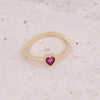 Jewelry Ring Set Copper Heart Shaped With Zircon Electroplated For Women