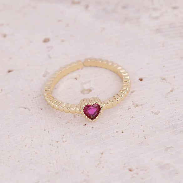 Jewelry Ring Set Copper Heart Shaped With Zircon Electroplated For Women
