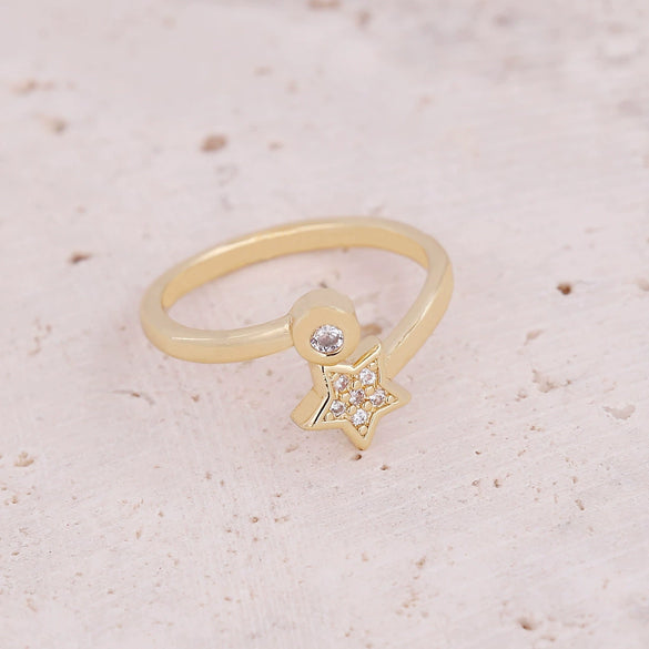 Jewelry Ring Set Copper Heart Shaped With Zircon Electroplated For Women