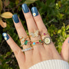 Jewelry Ring Set Copper Heart Shaped With Zircon Electroplated For Women
