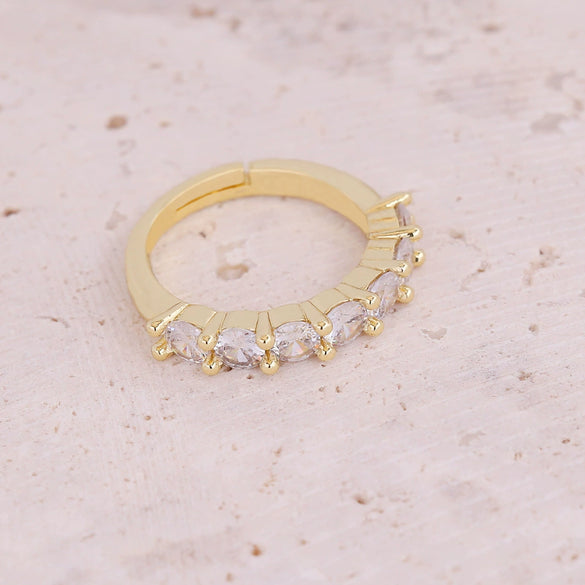 Jewelry Ring Set Copper Heart Shaped With Zircon Electroplated For Women