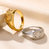 Jewelry Ring Simple Retro Style Unisex Geometric Wave Pattern Electroplated