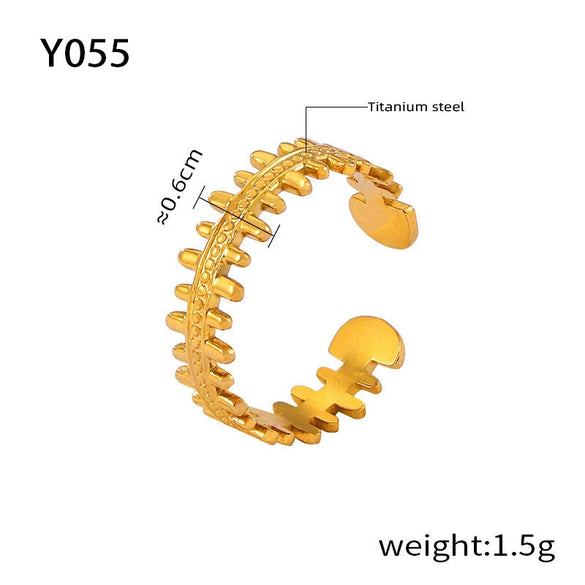 Jewelry Ring Steel Gold Plated Geometric Hollowout Casual Style
