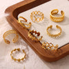 Jewelry Ring Steel Gold Plated Geometric Hollowout Casual Style