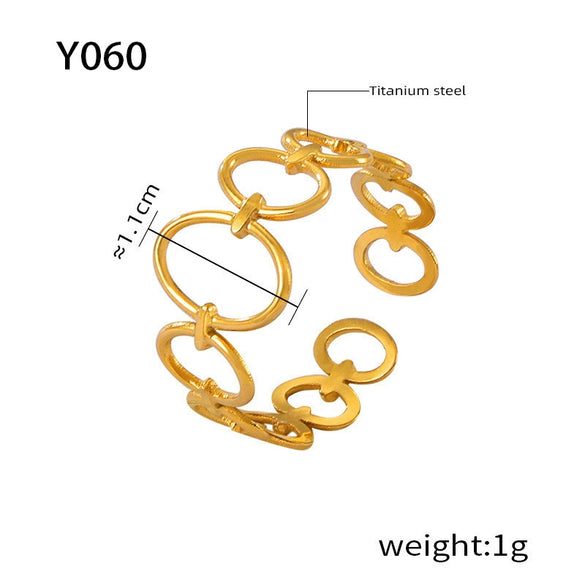 Jewelry Ring Steel Gold Plated Geometric Hollowout Casual Style