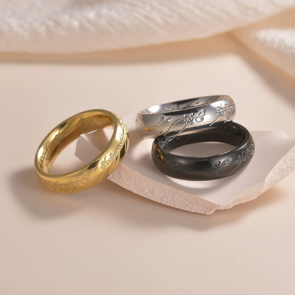 Jewelry Ring Titanium Steel With Letters Numbers Text Vacuum Plating Unisex