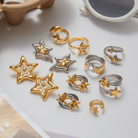 Jewelry Rings Earrings And Necklaces Titanium Steel Stainless Steel Fivepointed Star Electroplated