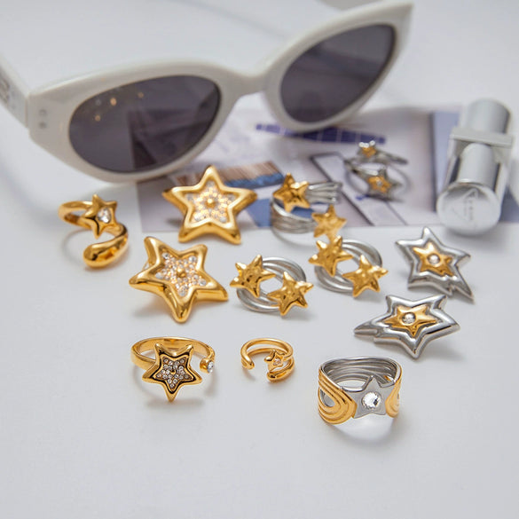 Jewelry Rings Earrings And Necklaces Titanium Steel Stainless Steel Fivepointed Star Electroplated