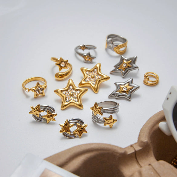 Jewelry Rings Earrings And Necklaces Titanium Steel Stainless Steel Fivepointed Star Electroplated