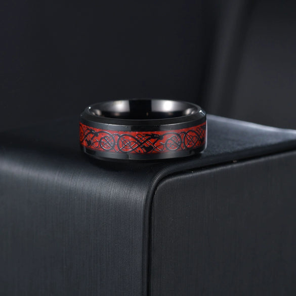 Jewelry Rings Titanium Steel Red Carbon Fiber Letters Numbers Text Pattern Electroplating Unisex