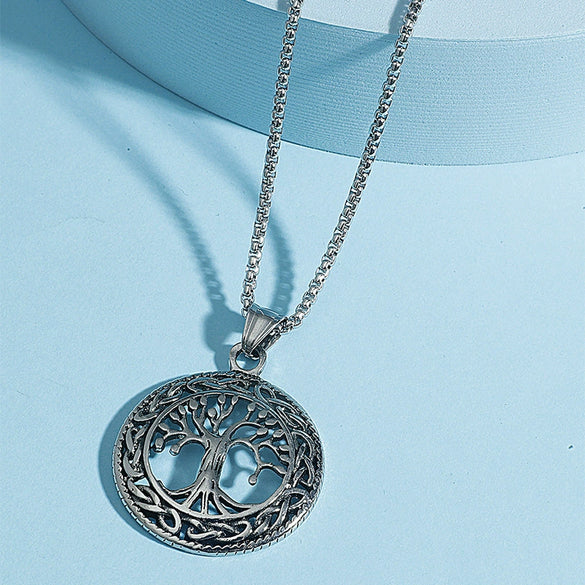 Jewelry Round Hollow Ing Tree Tree Of Life Pendant Zinc Alloy Geometric Retro Style Unisex