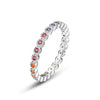 Jewelry S925 Silver Geometric Rainbow Zircon Ring Necklace