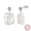 Jewelry S925 Sterling Silver Baroque Natural Freshwater Pearl Petal Geometric Electroplated Earrings