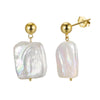 Jewelry S925 Sterling Silver Baroque Natural Freshwater Pearl Petal Geometric Electroplated Earrings