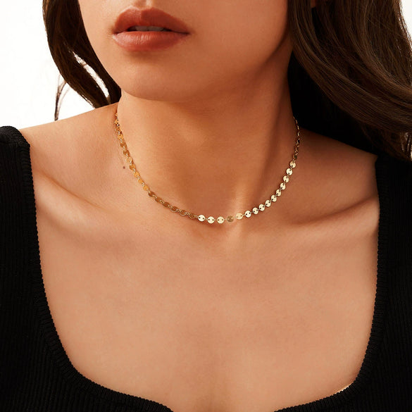 Jewelry S925 Sterling Silver Disc Necklace Electroplating Light Luxury Niche Design For Female