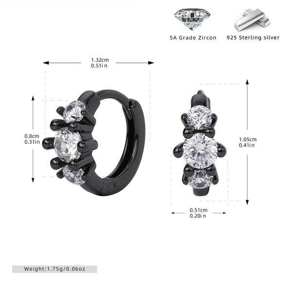 Jewelry S925 Sterling Silver Earrings Zircon Geometric Light Luxury Electroplated