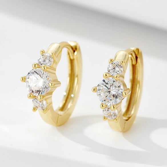Jewelry S925 Sterling Silver Earrings Zircon Geometric Style Set With Diamonds
