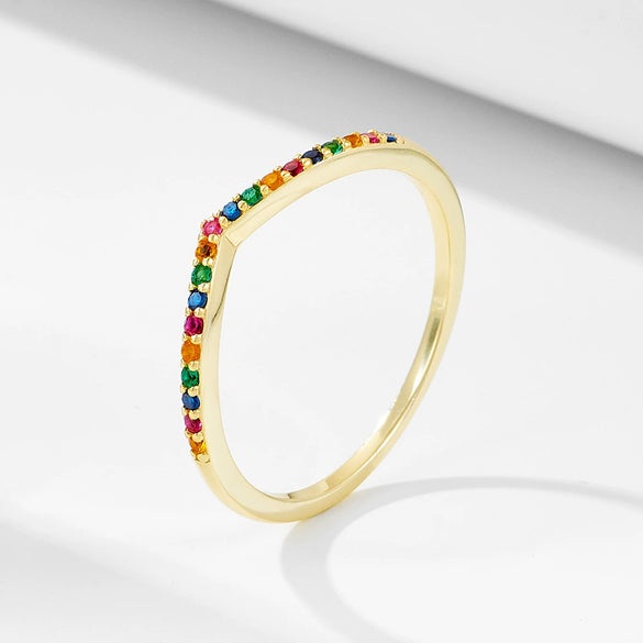 Jewelry S925 Sterling Silver Geometric Colorful Zircon Diamond Ring For Women