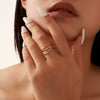 Jewelry S925 Sterling Silver Geometric Cshaped Multilayered Open Ring 14K Goldplated