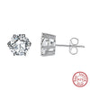 Jewelry S925 Sterling Silver Geometric Diamond Sixclaw Earrings Electroplated