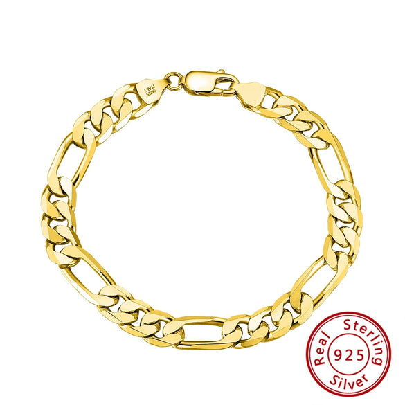 Jewelry S925 Sterling Silver Geometric Figaro Bracelet Electroplating For Men And Women