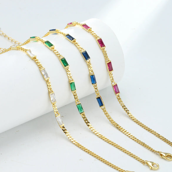Jewelry S925 Sterling Silver Geometric Inlaid Zircon Retro Dopamine Bracelet Unisex Couple Style