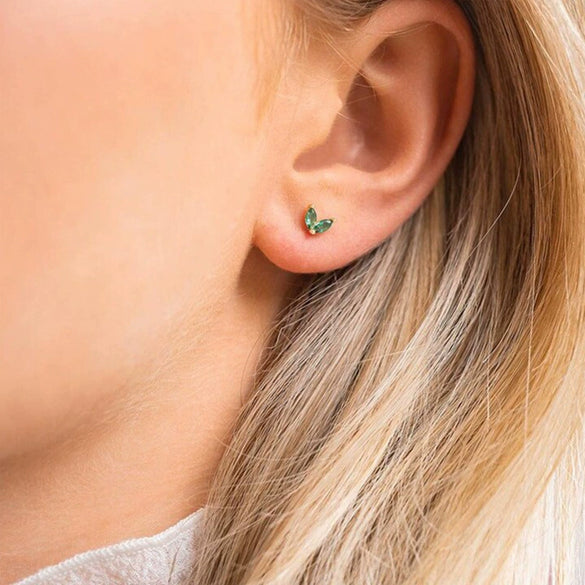 Jewelry S925 Sterling Silver Geometric Style Horse Eye Stone Earrings