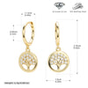 Jewelry S925 Sterling Silver Inlaid Zircon Geometric Tree Of Life Gold Plated Women's Earrings