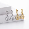 Jewelry S925 Sterling Silver Inlaid Zircon Geometric Tree Of Life Gold Plated Women's Earrings