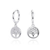 Jewelry S925 Sterling Silver Inlaid Zircon Geometric Tree Of Life Gold Plated Women's Earrings