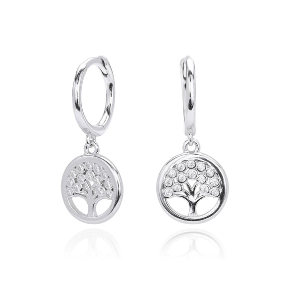 Jewelry S925 Sterling Silver Inlaid Zircon Geometric Tree Of Life Gold Plated Women's Earrings