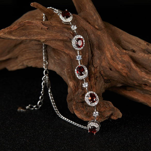 Jewelry S925 Sterling Silver Natural Gemstone Geometric Style Bracelet For Women