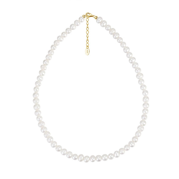 Jewelry S925 Sterling Silver Natural Pearl Geometric Pendant Necklace Electroplating