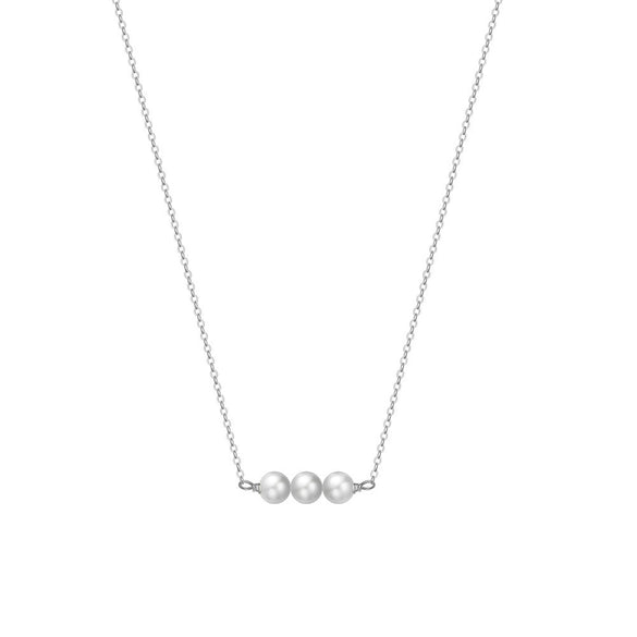 Jewelry S925 Sterling Silver Natural Pearl Geometric Pendant Necklace Electroplating