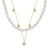 Jewelry S925 Sterling Silver Natural Pearl Geometric Pendant Necklace Electroplating