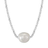 Jewelry S925 Sterling Silver Natural Pearl Geometric Pendant Necklace Electroplating
