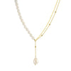 Jewelry S925 Sterling Silver Natural Pearl Geometric Pendant Necklace Electroplating